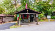 The Office of the Log Cabin Motor Court in AVL NC is where you check in when staying at your north carolina cabin rental